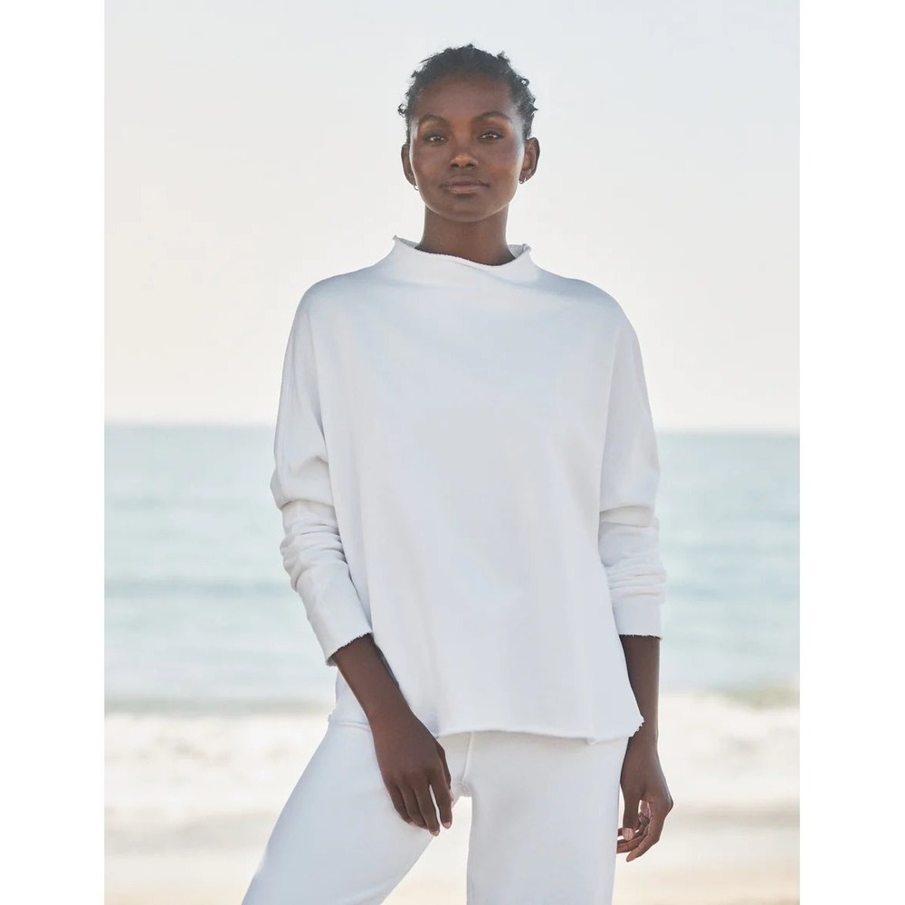 Frank & Eileen Tee Lab White Funnel Neck Sweatshirt LAB518TF Small NWOT ii11